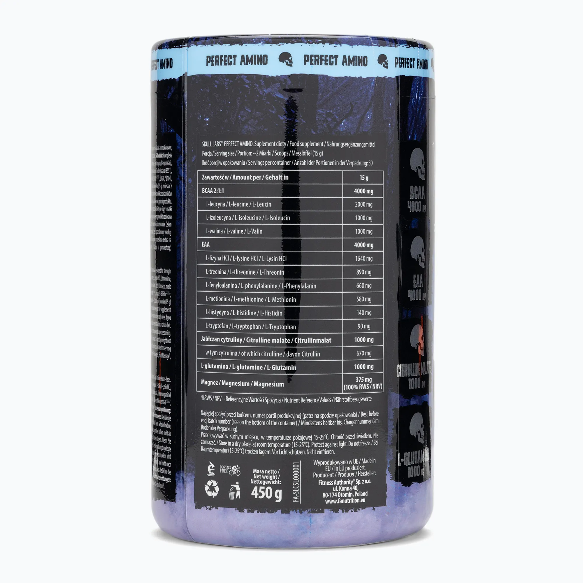 Skull Labs Perfect Amino 450g Blackberry Pineapple - Afbeelding 2